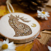Load image into Gallery viewer, Whimsical Horned Wolf - Medium Wooden Ornament