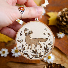 Load image into Gallery viewer, Whimsical Antlered Fox - Medium Wooden Ornament
