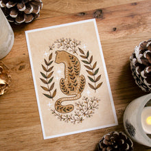 Load image into Gallery viewer, Whiskers & Wildflowers - Mountain Lion Folk Art Print