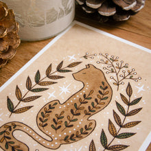 Load image into Gallery viewer, Whiskers & Wildflowers - Mountain Lion Folk Art Print