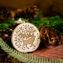 Load image into Gallery viewer, Wandering Elk With Autumn Leaves - Medium Wooden Ornament