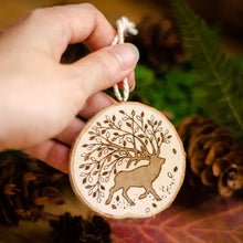 Load image into Gallery viewer, Wandering Elk With Autumn Leaves - Medium Wooden Ornament