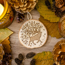Load image into Gallery viewer, Wandering Elk With Autumn Leaves - Medium Wooden Ornament