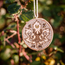 Load image into Gallery viewer, Maple Leaf & Forest Stag - Medium Wooden Ornament