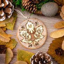 Load image into Gallery viewer, Maple Leaf & Forest Stag - Medium Wooden Ornament