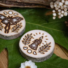 Load image into Gallery viewer, Candle, Moth & Mushroom Magic - Wooden Amulet Pack
