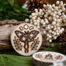 Load image into Gallery viewer, Candle, Moth & Mushroom Magic - Wooden Amulet Pack