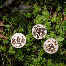 Load image into Gallery viewer, Candle, Moth & Mushroom Magic - Wooden Amulet Pack