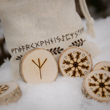 Load image into Gallery viewer, Aegishjalmur Snowflakes - Illustrated Wooden Rune Set