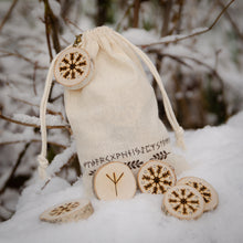 Load image into Gallery viewer, Aegishjalmur Snowflakes - Illustrated Wooden Rune Set