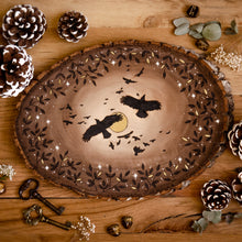 Load image into Gallery viewer, 'Omen' - Ravens in the Night Sky - Original Wood Slice Art