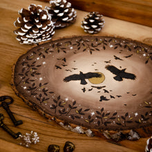 Load image into Gallery viewer, 'Omen' - Ravens in the Night Sky - Original Wood Slice Art
