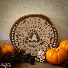 Load image into Gallery viewer, 'Beyond the Night' - Moth & Moons Ouija Board - Original Wood Slice Art