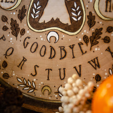 Load image into Gallery viewer, 'Beyond the Night' - Moth & Moons Ouija Board - Original Wood Slice Art