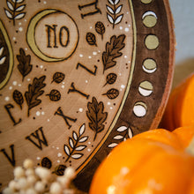 Load image into Gallery viewer, 'Beyond the Night' - Moth & Moons Ouija Board - Original Wood Slice Art