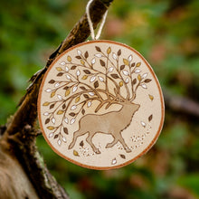 Load image into Gallery viewer, Wandering Elk With Autumn Leaves - Large Wooden Hanging Ornament