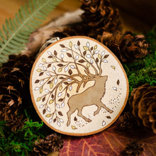 Load image into Gallery viewer, Wandering Elk With Autumn Leaves - Large Wooden Hanging Ornament