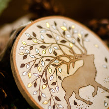 Load image into Gallery viewer, Wandering Elk With Autumn Leaves - Large Wooden Hanging Ornament