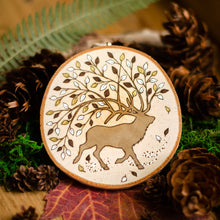 Load image into Gallery viewer, Wandering Elk With Autumn Leaves - Large Wooden Hanging Ornament