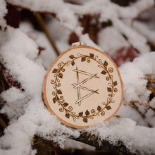 Load image into Gallery viewer, Berkano Rune Talisman - Medium Wooden Ornament