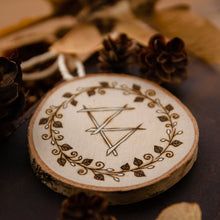 Load image into Gallery viewer, Berkano Rune Talisman - Medium Wooden Ornament