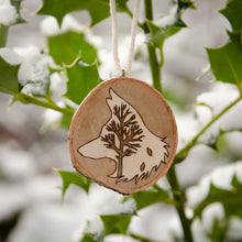 Load image into Gallery viewer, Wolf & Tree - Small Wooden Ornament