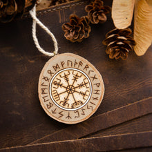 Load image into Gallery viewer, Yggdrasil / Aegishjalmur / Vegvísir - Small Wooden Ornament