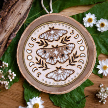Load image into Gallery viewer, Floral Spring Moths - Large Wooden Hanging Ornament