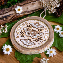 Load image into Gallery viewer, Floral Spring Moths - Large Wooden Hanging Ornament