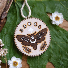 Load image into Gallery viewer, Hawkmoth & Moon - Small Wooden Ornament
