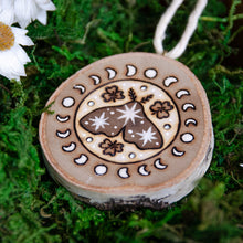 Load image into Gallery viewer, Moth & Clover Lucky Charm - Small Wooden Ornament
