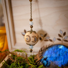Load image into Gallery viewer, Moon Cycle & Gemstones - Wooden Pendulum