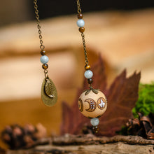 Load image into Gallery viewer, Moon Cycle & Gemstones - Wooden Pendulum