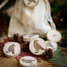 Load image into Gallery viewer, Odin's Ravens - Illustrated Wooden Rune Set