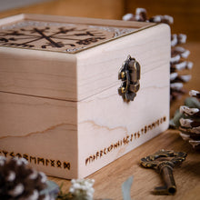 Load image into Gallery viewer, Vegvísir Norse Talisman - Maple Wooden Box