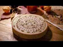 Load and play video in Gallery viewer, 'Beyond the Night' - Moth & Moons Ouija Board - Original Wood Slice Art