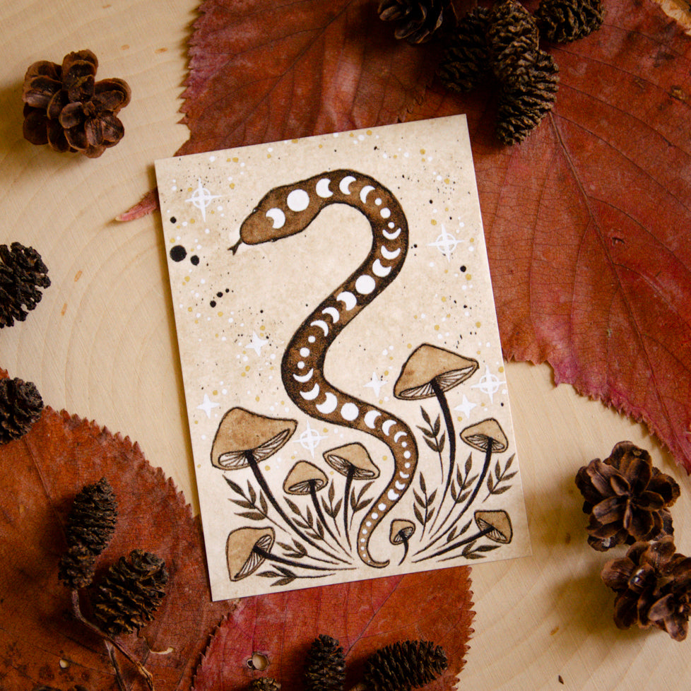 Serpent & Mushrooms - ACEO Mini Print