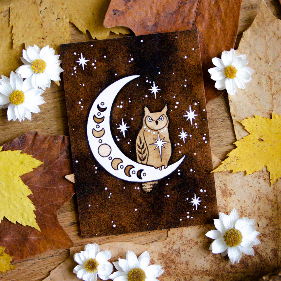 Great Horned Owl & Moon - ACEO Mini Print