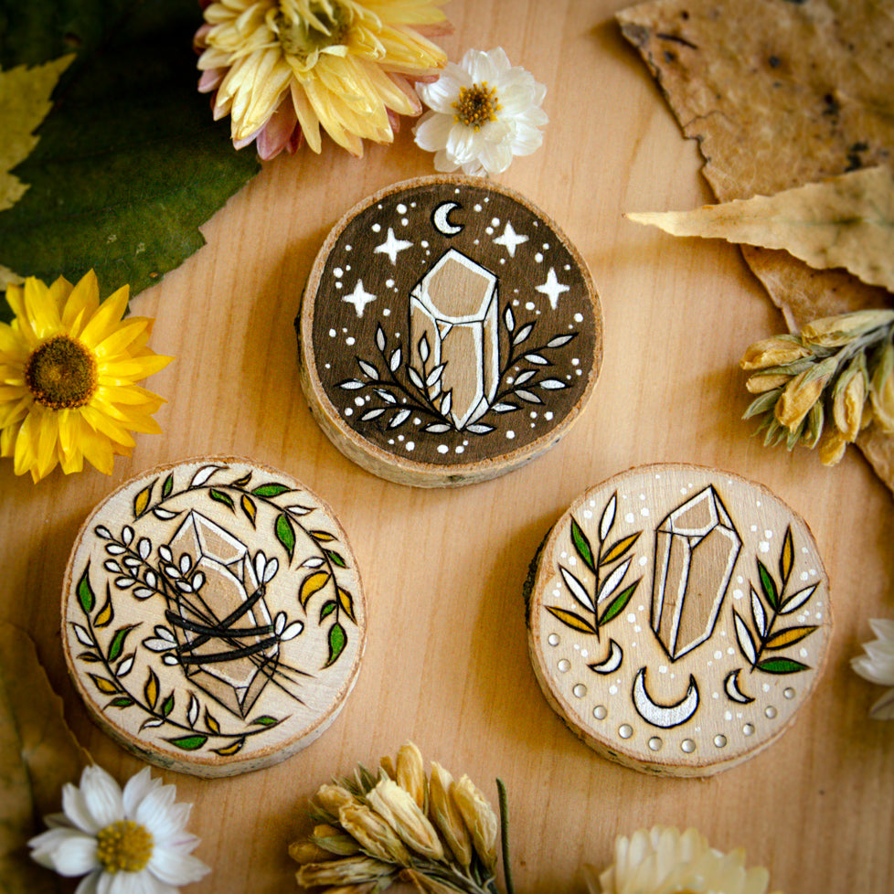 Herbs & Crystals - Wooden Amulet Pack
