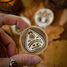 Load image into Gallery viewer, Mini Ouija Planchettes - Wooden Amulet Pack
