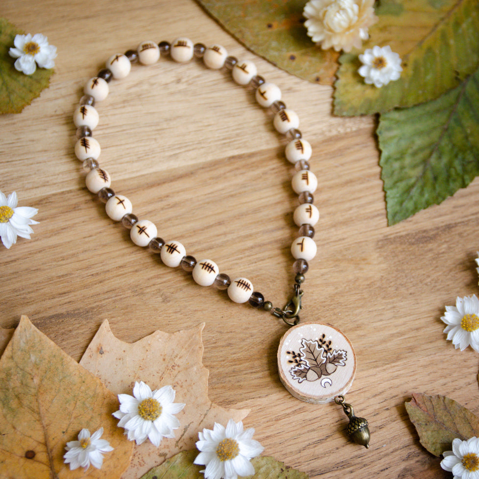 Enchanting Oak Leaves - Ogham Meditation Beads