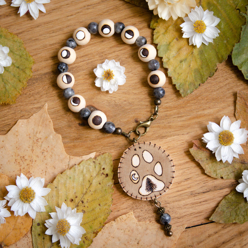 Wild Wolf Print - Mini Moon Meditation Beads