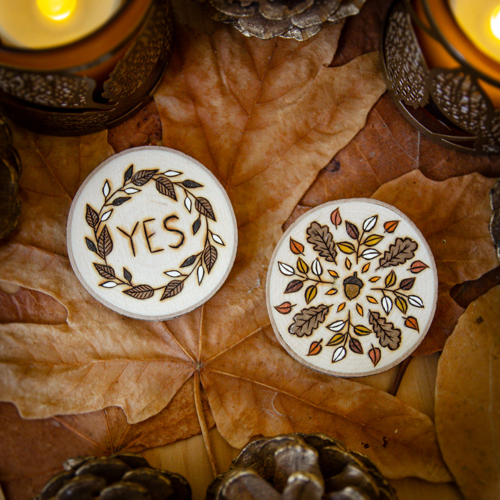 Autumn Mandala Yes/No Coins - Illustrated Divination Set