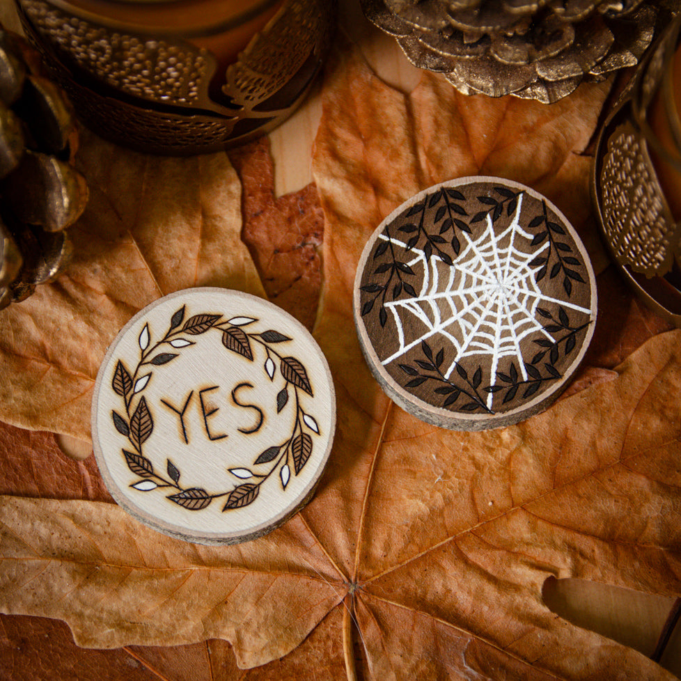 Spiderweb Yes/No Coins - Illustrated Divination Set