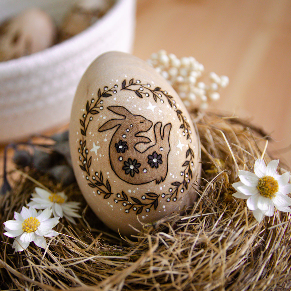 'A Bunny's Dream' - Spring Decor - Large Wooden Egg