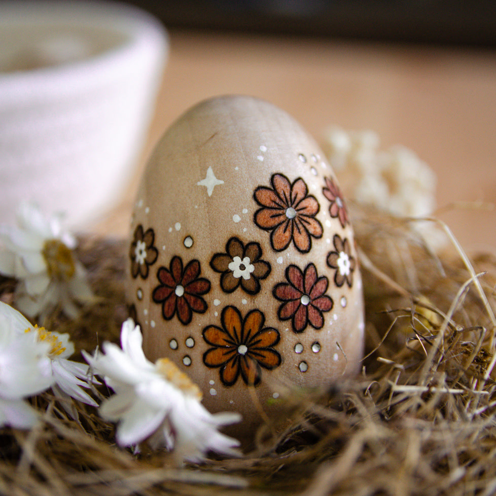 'Flower Garden' - Spring Decor - Medium Wooden Egg