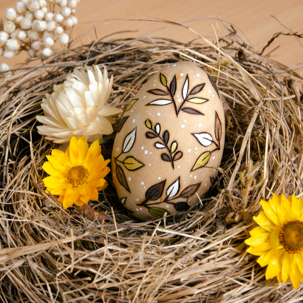 'Golden Growth' - Spring Decor - Small Wooden Egg