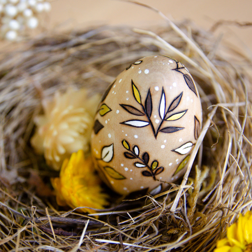 'Golden Growth' - Spring Decor - Small Wooden Egg