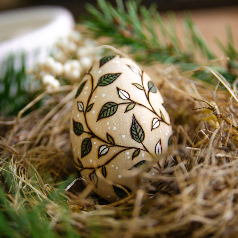 'Sylvan Swirls' - Spring Decor - Small Wooden Egg
