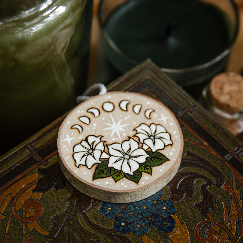 Magic Moonflowers - Small Wooden Ornament